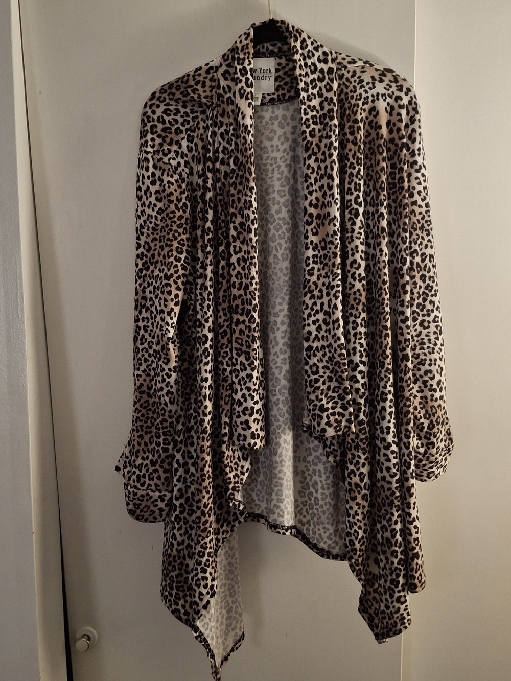 New York Laundry Women's Leopard Print Open-Front Cardigan - Beige/Brown/Black